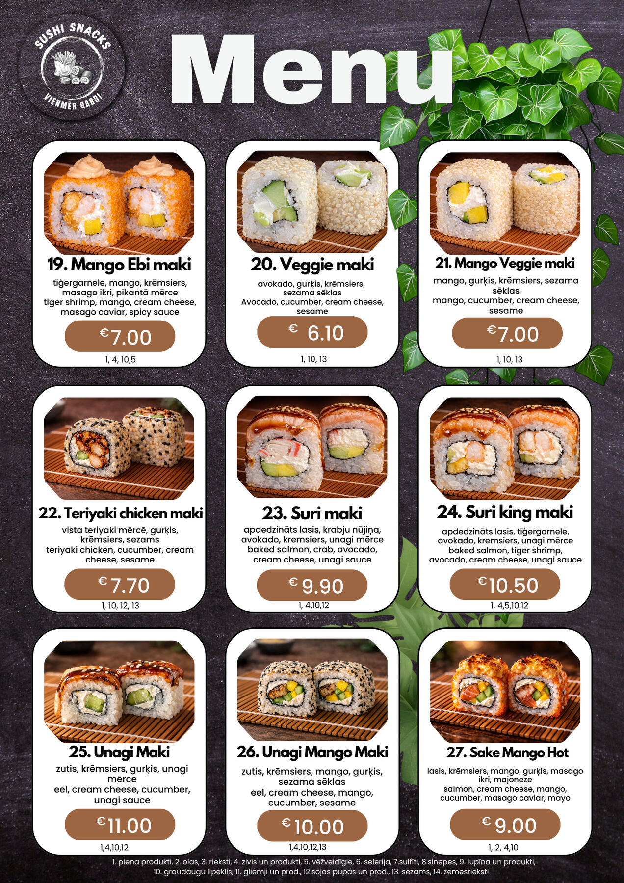 Sushi Snacks Suši piegāde Mārupe, Tīraine, pasūtīt