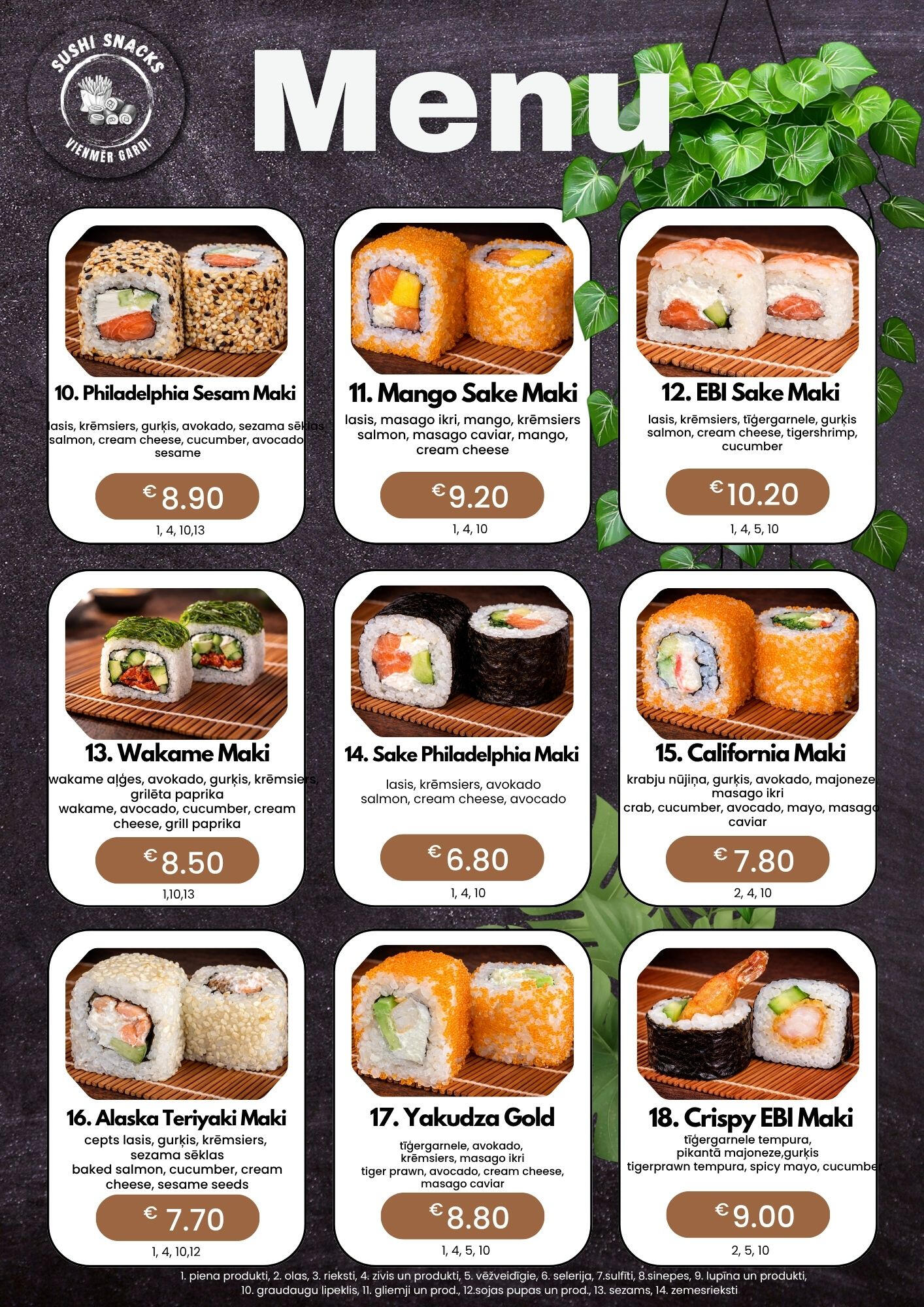 Sushi Snacks. Suši, poke, uzkodas un picas. Piegāde Mārupē un Tīrainē.