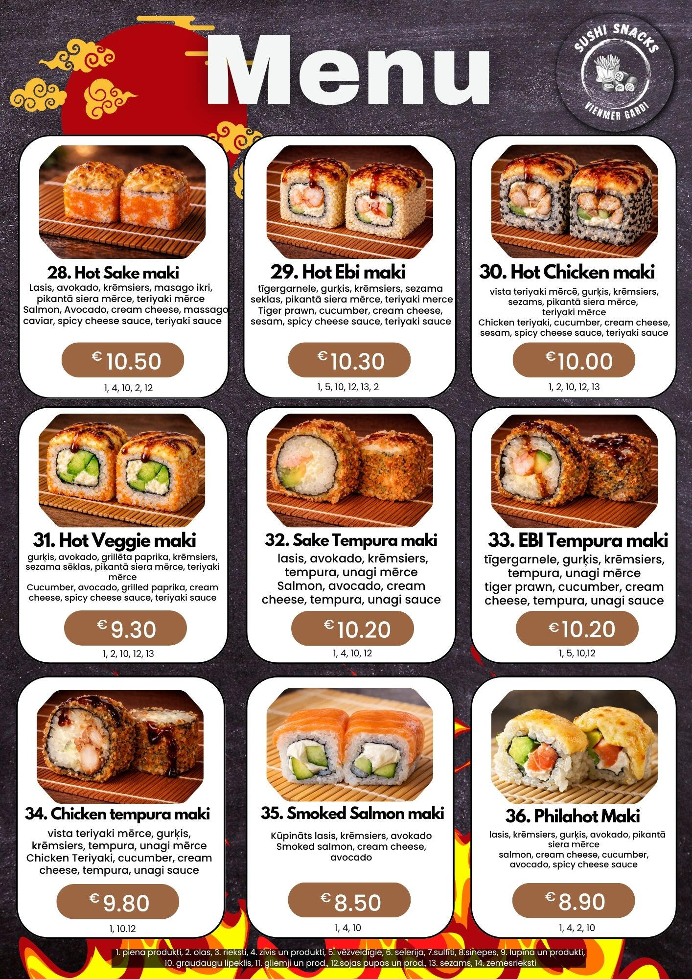 Sushi Snacks. Suši, poke, uzkodas un picas. Piegāde Mārupē un Tīrainē.