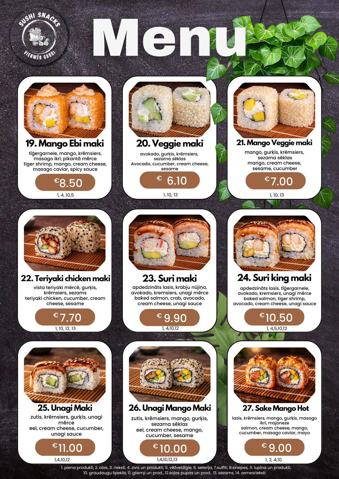 Sushi Snacks. Suši, poke, uzkodas un picas. Piegāde Mārupē un Tīrainē.